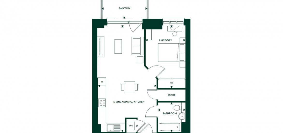 Квартира в Уэмбли, Лондон, Великобритания 1 спальня, 544фт2 № 972 - 2