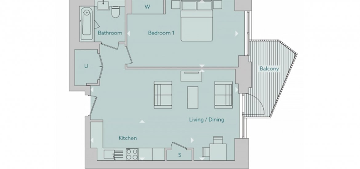 Квартира в Ислингтон, Лондон, Великобритания 1 спальня, 608фт2 № 998 - 2
