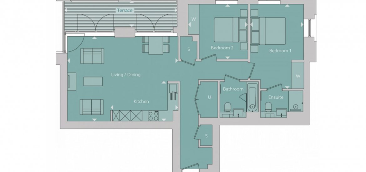Квартира в Ислингтон, Лондон, Великобритания 2 спальни, 829фт2 № 999 - 2