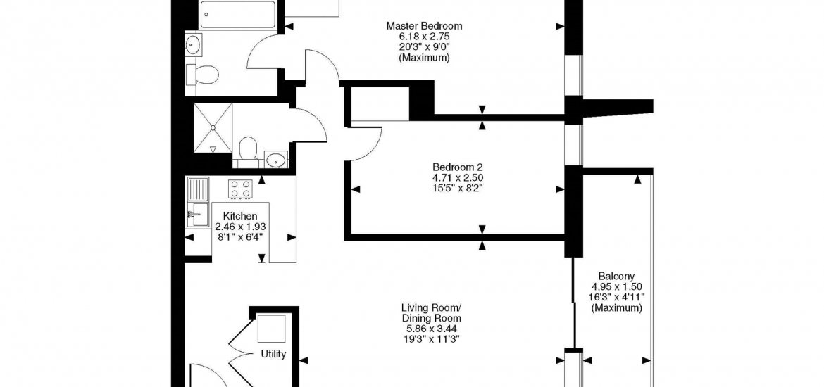 Apartment in Wembley, London, UK, 2 bedrooms, 807 sq.ft No. 932 - 2