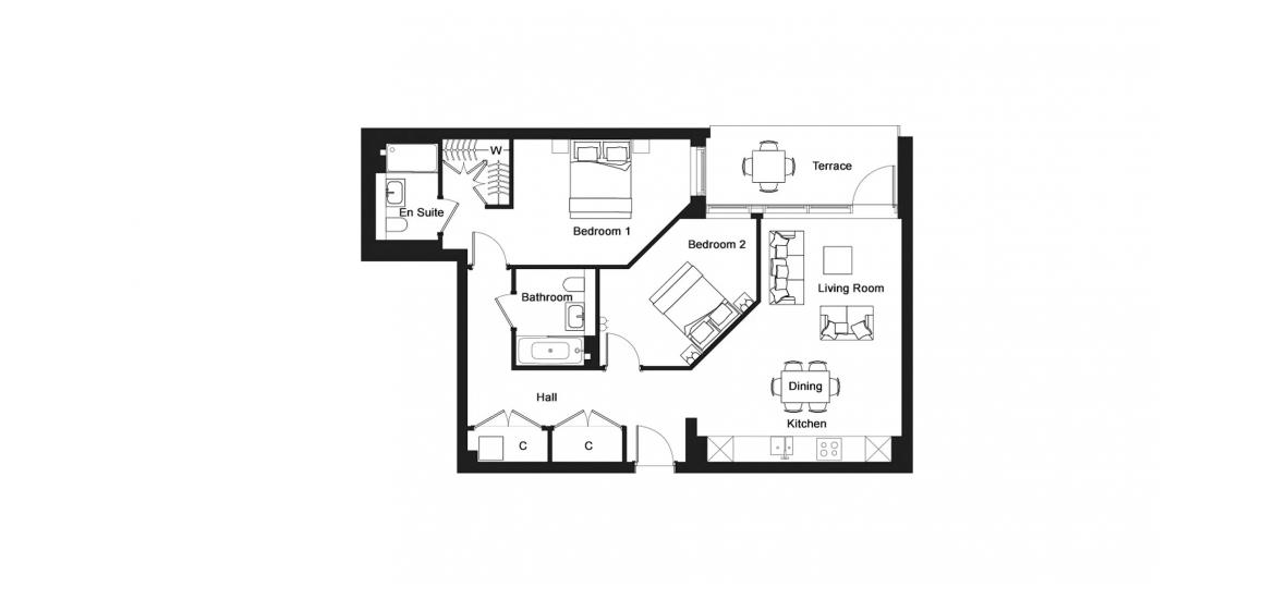 ROYAL EXCHANGE - RUTHERFORD HOUSE 905 SQ.FT 2 BDRM  P34